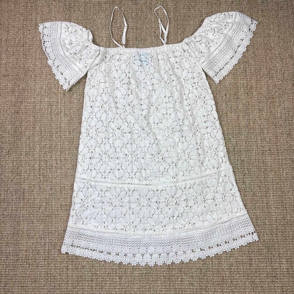 🌊🤍 Solitaire Swim Crochet Lace Cover-Up Dress | Small | White